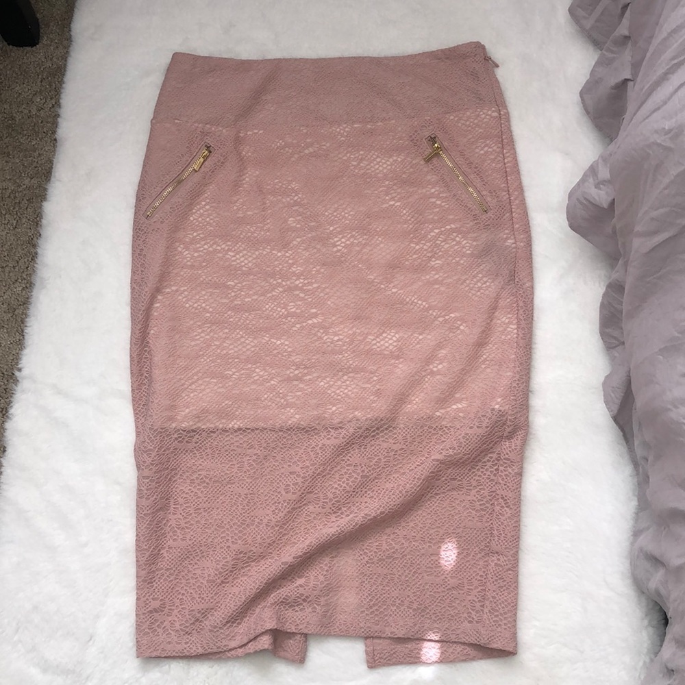 Bebe light pink lace skirt